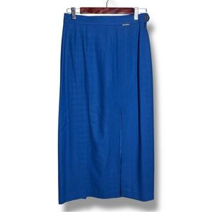 Vintage Geiger Collection Long 100% Wool Skirt Blue Size 6